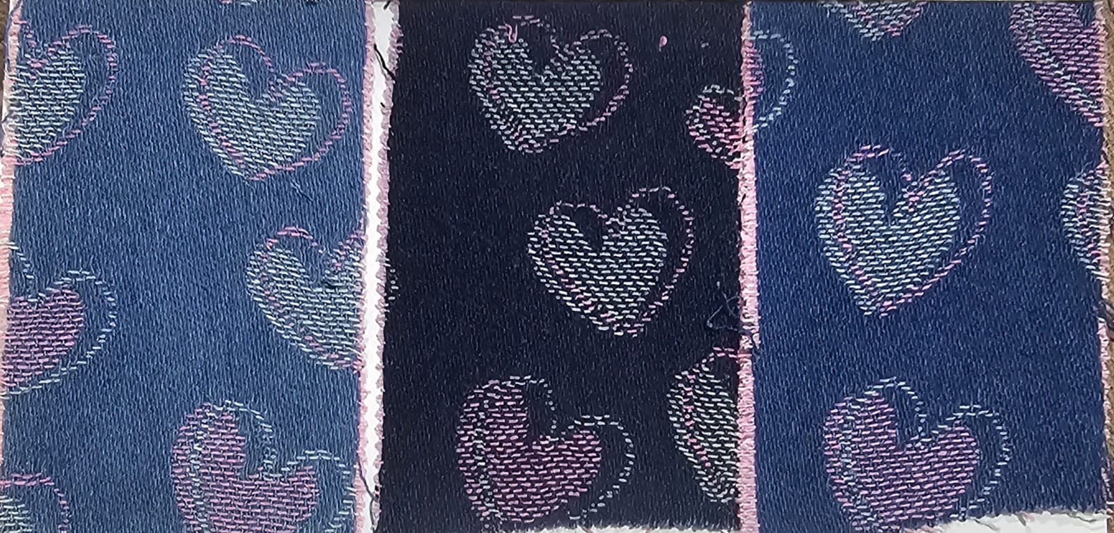 Heart Jacquard Denim Fabric — 3 Shades — Deseos Fabrics
